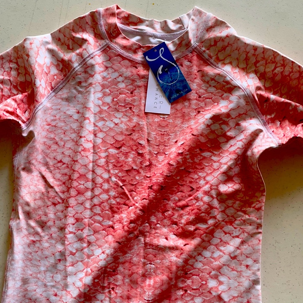 Coral scale medium classic rash guard aka rashie UPF +50